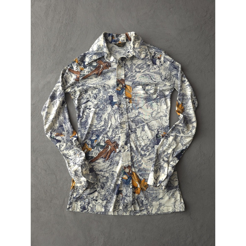 Vintage 1970s Chamonix By Belvedere Polyester Disco Shirt Men's S